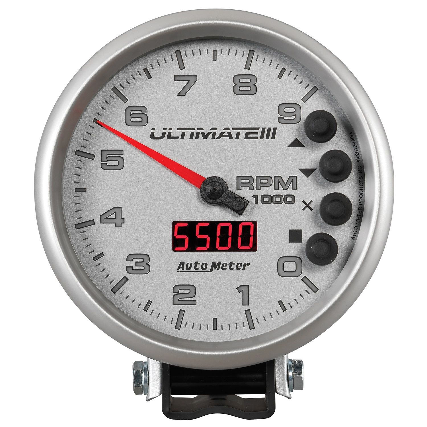 5 in. TACHOMETER, 0-9000 RPM, PEDESTAL, ULTIMATE III PLAYBACK, SILVER