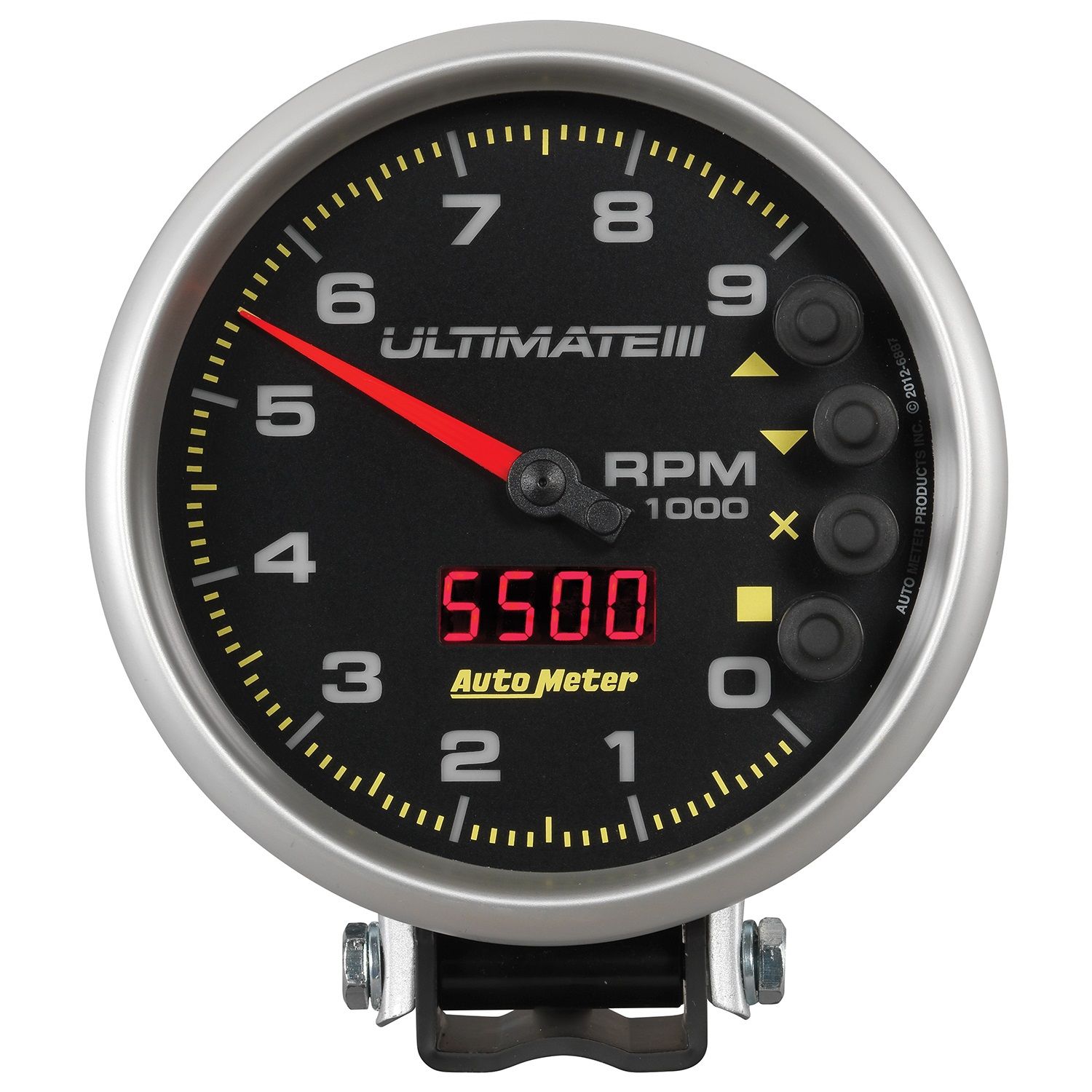 5 in. TACHOMETER, 0-9000 RPM, PEDESTAL, ULTIMATE III PLAYBACK, BLACK