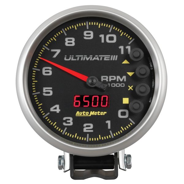 5 in. TACHOMETER, 0-11,000 RPM, PEDESTAL, ULTIMATE III PLAYBACK, BLACK