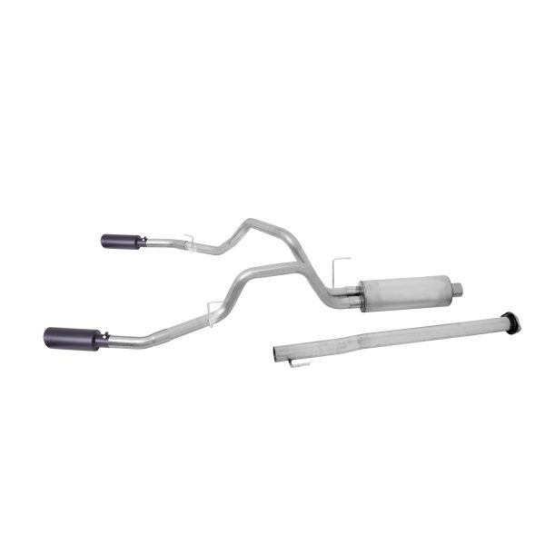 Black Elite Cat-Back Dual Split Exhaust System; Stainless