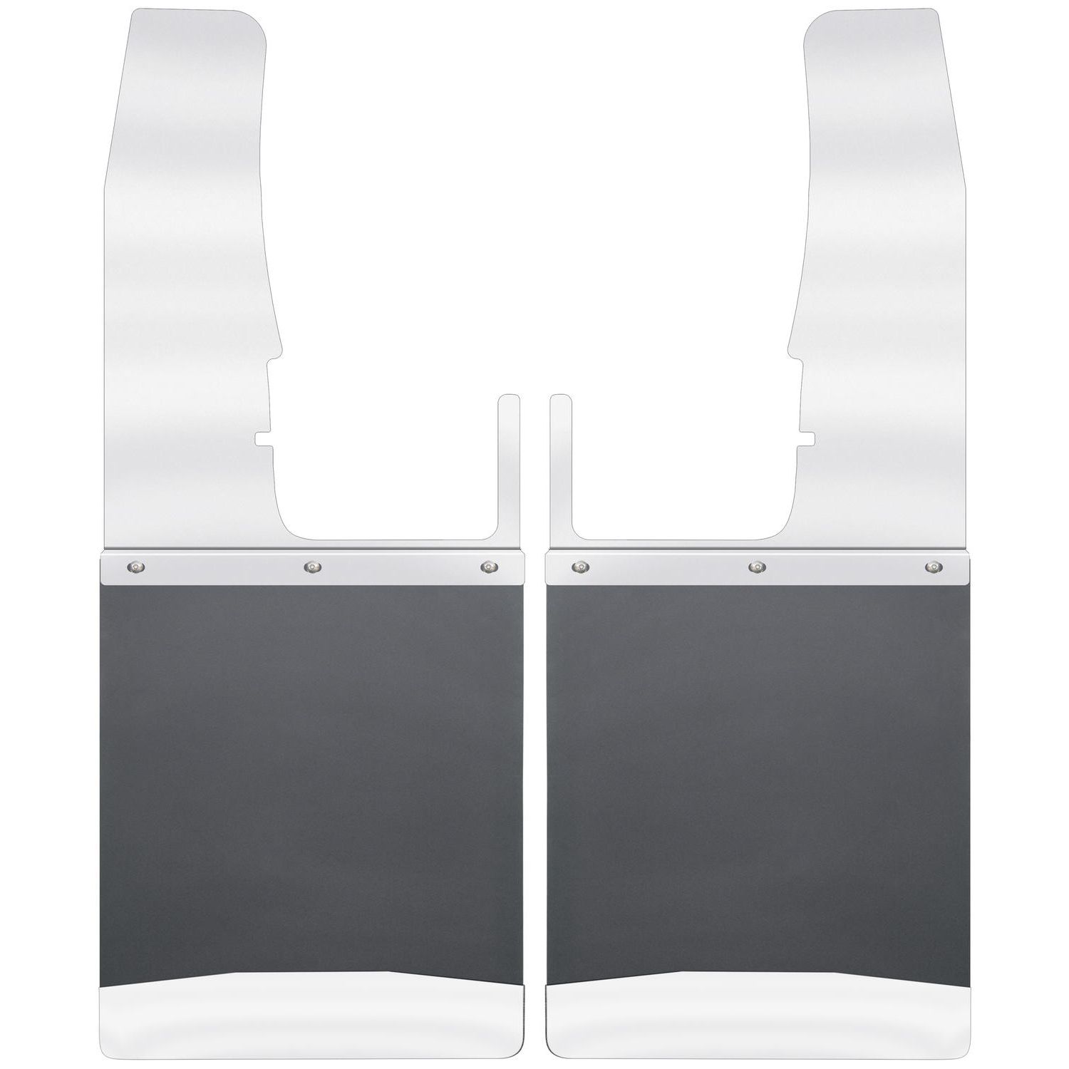 Kick Back Mud Flaps Front 12" Wide - Stainless Steel Top and Weight