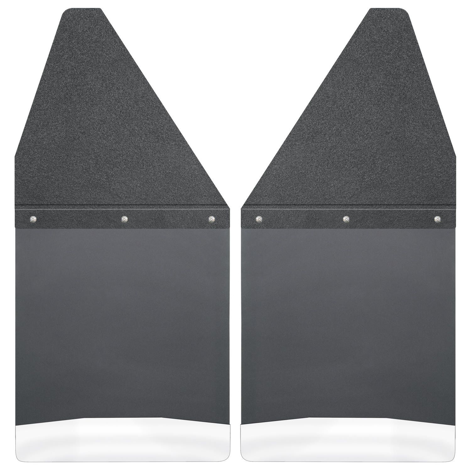 Kick Back Mud Flaps 12" Wide - Black Top and Stainless Steel Weight