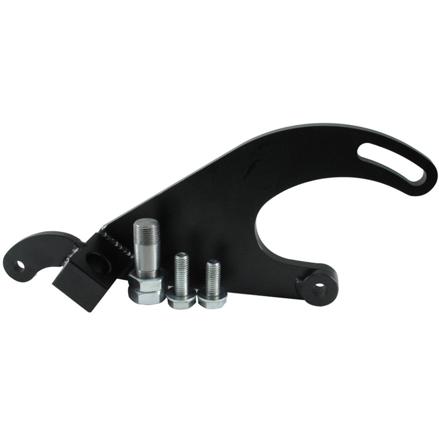 Borgeson - Pump Bracket - P/N: 802411 - Power steering pump bracket for attaching a Saginaw style P/S pump to Ford y-Block. Painted black, with hardware.