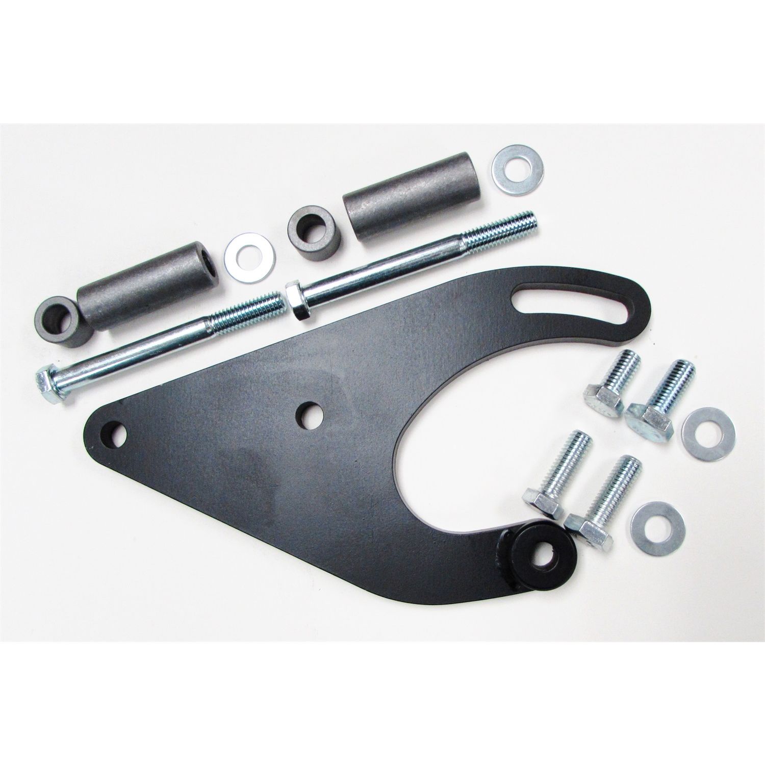 Borgeson - Pump Bracket - P/N: 802413 - Power steering pump bracket for attaching a Saginaw style P/S pump to Ford FE 390/428. Painted black, with hardware.