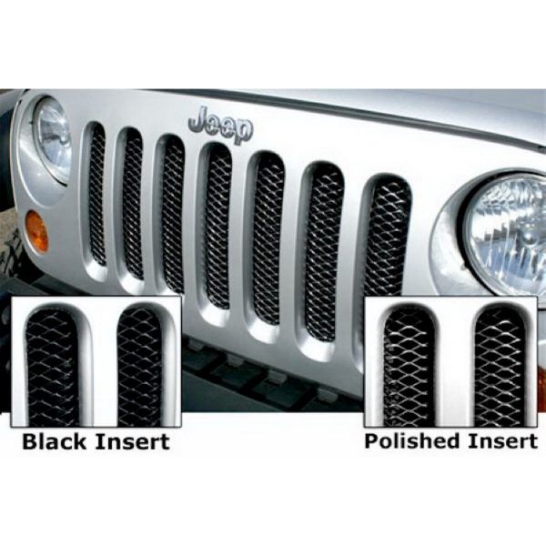 Rampage Products 86512 Powder Coat One-Piece 3D Grille for 2007-2018 Jeep Wrangler JK and JK Unlimited, Black Gloss