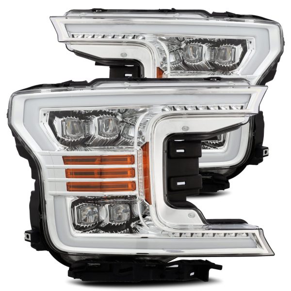 18-20 Ford F150 LED Projector Headlights Plank Style Design Chrome w/ Activation Sequential Signal