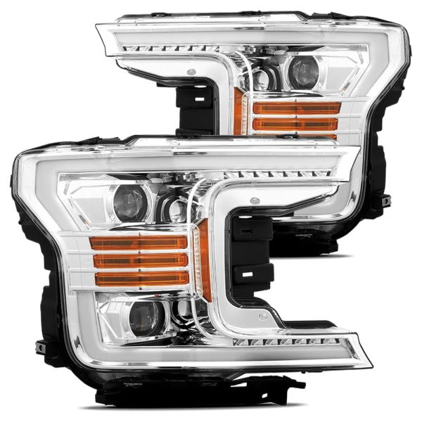 18-20 Ford F150 Projector Headlights Plank Style Design  Chrome w/ Activation Sequential Signal