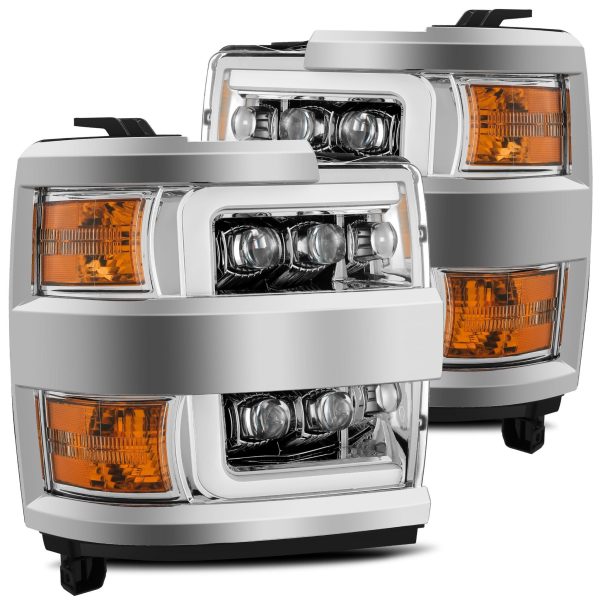 15-19 Chevrolet Silverado 2500HD/3500HD LED Projector Headlights Plank Style Design Chrome w/ Activation Light and DRL