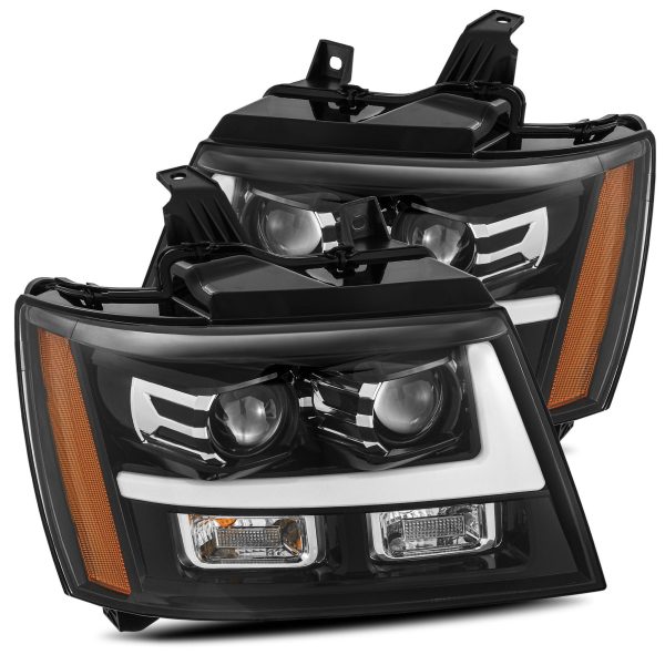 07-14 Chevrolet Tahoe/Suburban/07-13 Avalanche Projector Headlights Plank Style Design Gloss Black w/ Activation Light