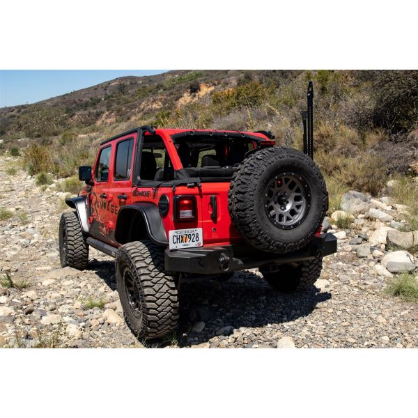 Rampage Products 99513 TrailGuard Rear Bumper with D-rings for 2018-2021 Jeep Wrangler JL 2-Door and 4-Door, Black Textured