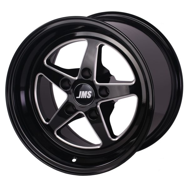 Avenger Series Race Wheels - Black Clear w/ Diamond Cut; 15 inch X 10 inch Rear Wheel w/ Lug Nuts -- Fits 2006-2015 Dodge Challenger and Charger with 15inch rear wheel conversion