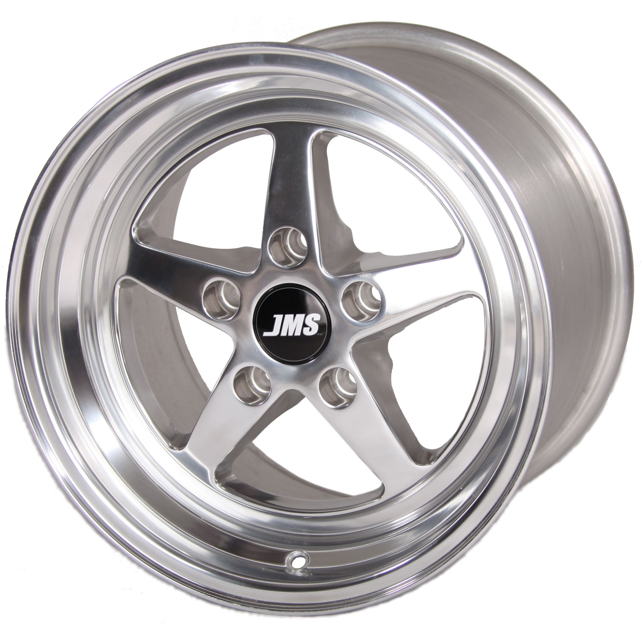 Avenger Series Race Wheels - Polished Finish; 15 inch X 10 inch Rear Wheel w/ Lug Nuts -- Fits 1994-2004 Mustang GT and V6