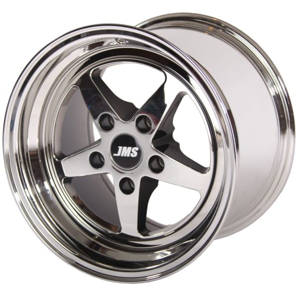 Avenger Series Race Wheels - White Chrome; 15 inch X 10 inch Rear Wheel w/ Lug Nuts -- Fits 2006-2015 Dodge Challenger and Charger with 15inch rear wheel conversion