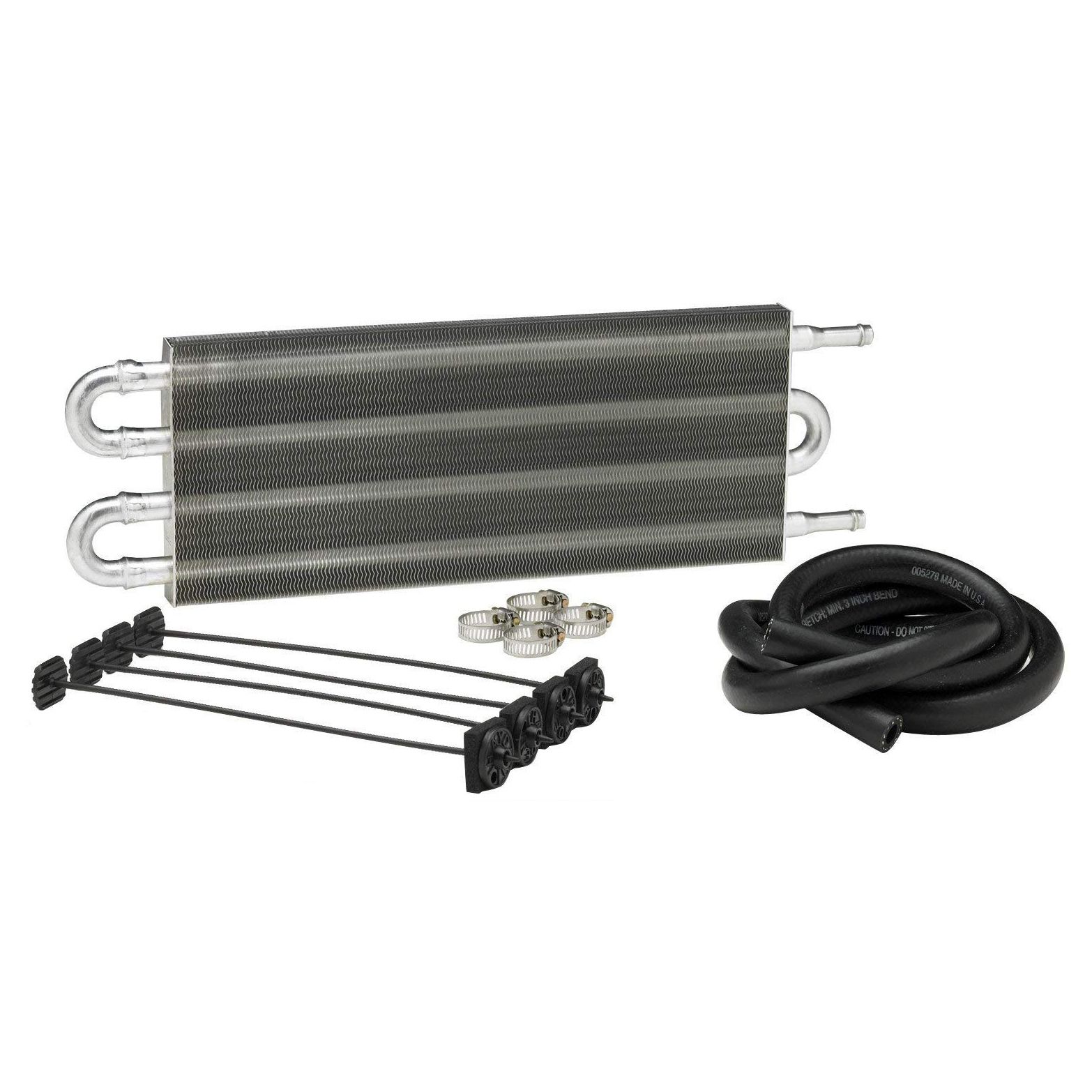 Borgeson - Power Steering Cooler Kit - P/N: 925126 -  Includes 5" X 9" Heavy Duty 4 pass power steering cooler, cooler mount kit, 6' of high temp power steering return hose, 3/8" hose barb and 4 hose clamps.