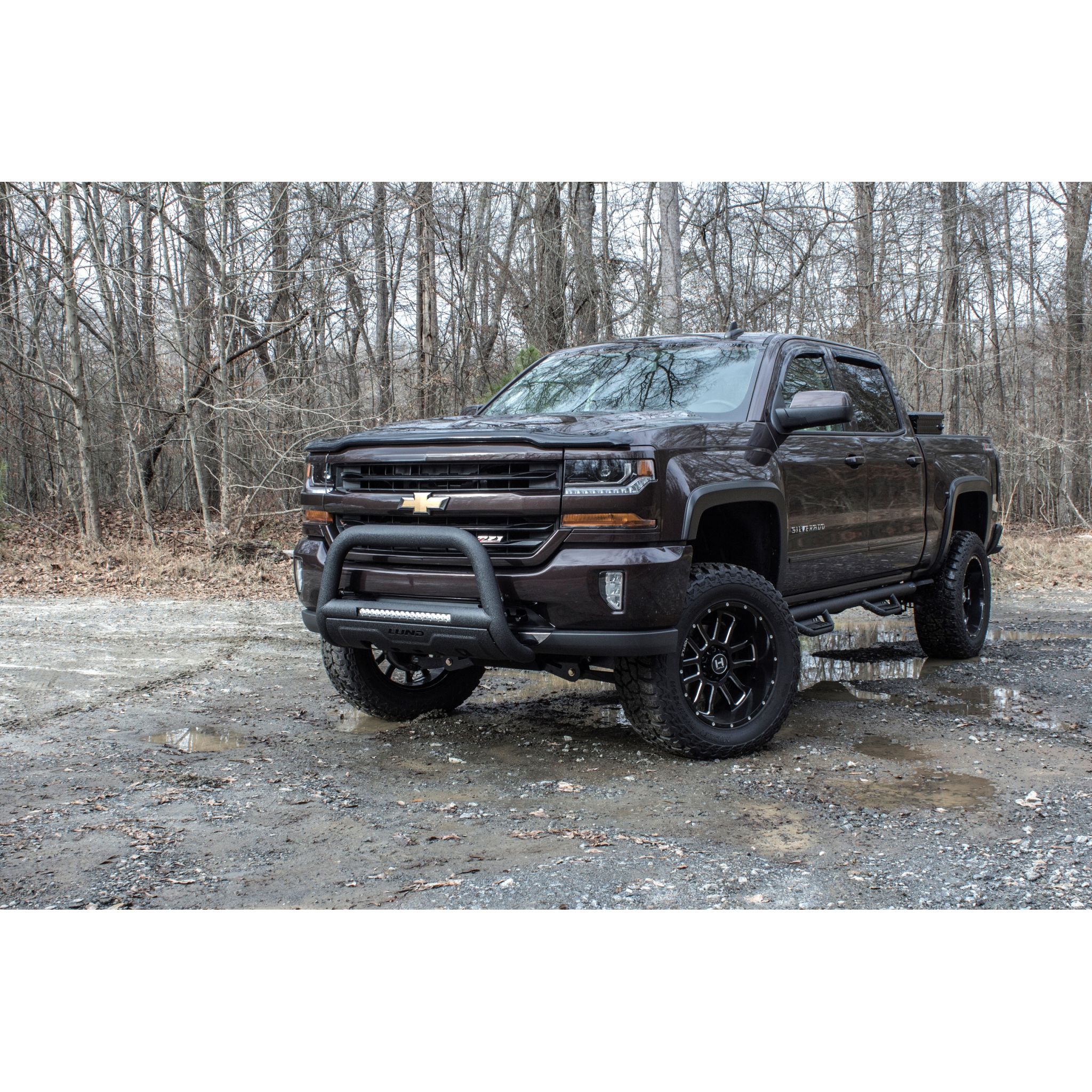 Lund 47121203 Black Bull Bar with Integrated 20 Inch LED Light Bar for 2011-2019 Silverado and Sierra 2500 HD, 3500 HD