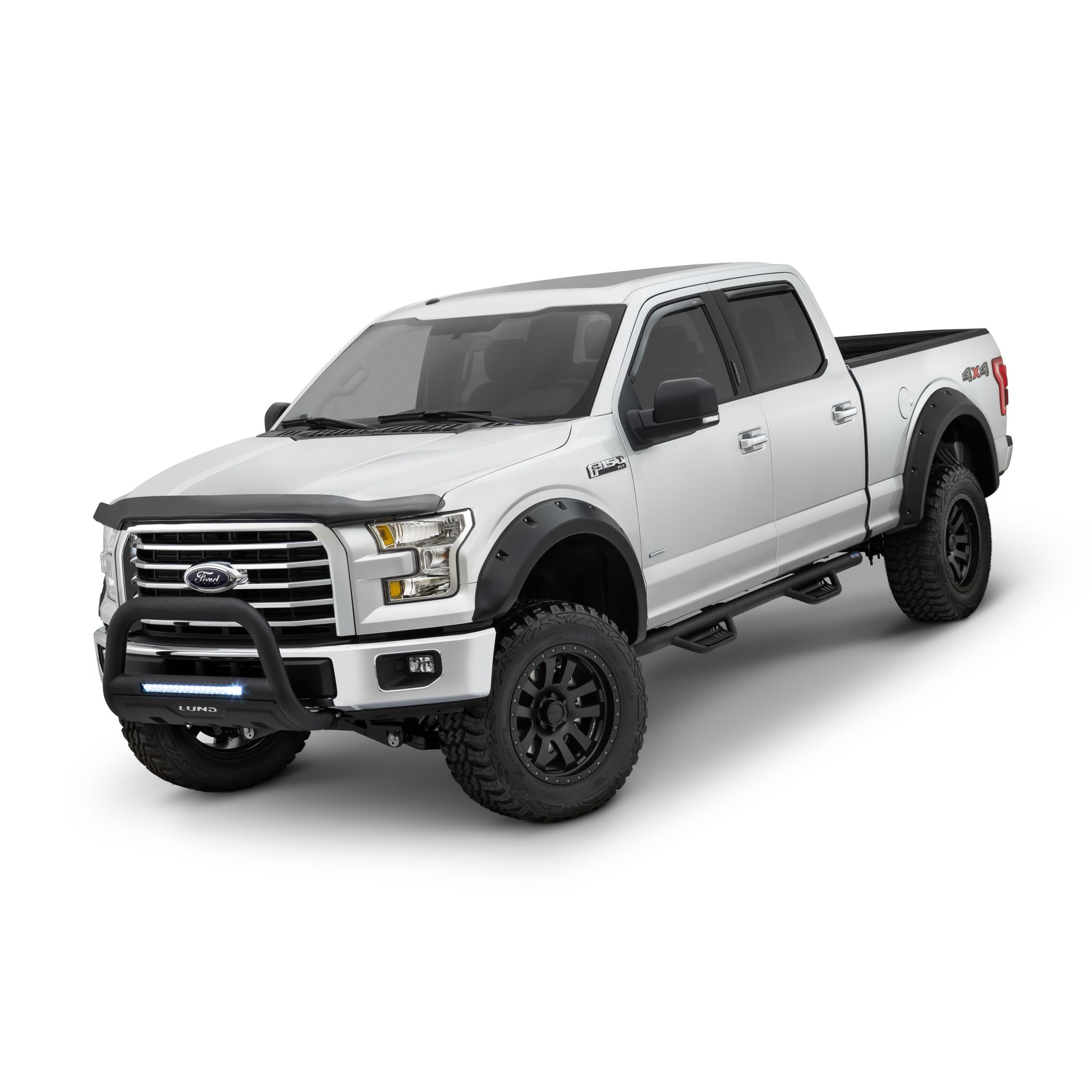 Lund RX314S Elite Series Black Rivet Style Smooth Finish 4-Piece Fender Flare Set for 2011-2016 Ford F-250, F-350 (Excludes Dually)