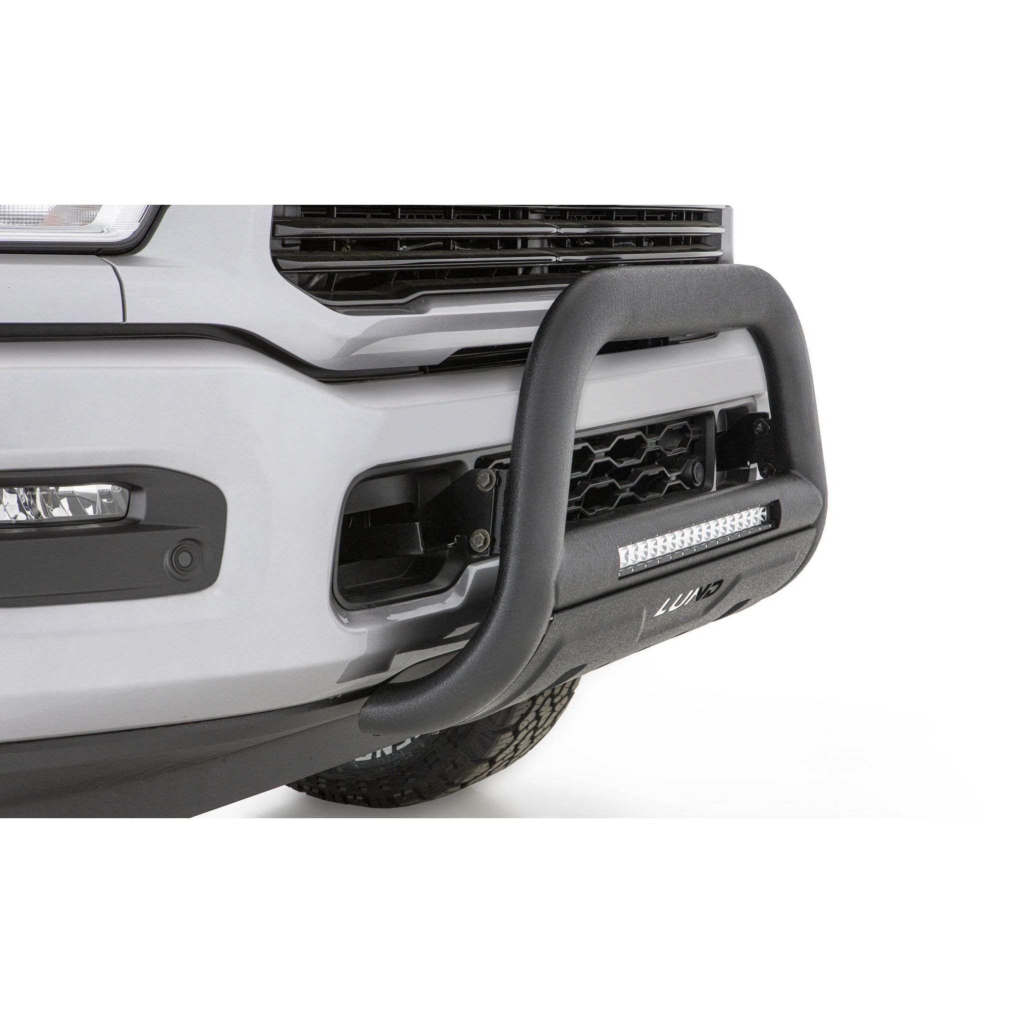 Lund 47121205 Black Bull Bar with Integrated 20 Inch LED Light Bar for 2010-2018 Dodge Ram 2500, 3500