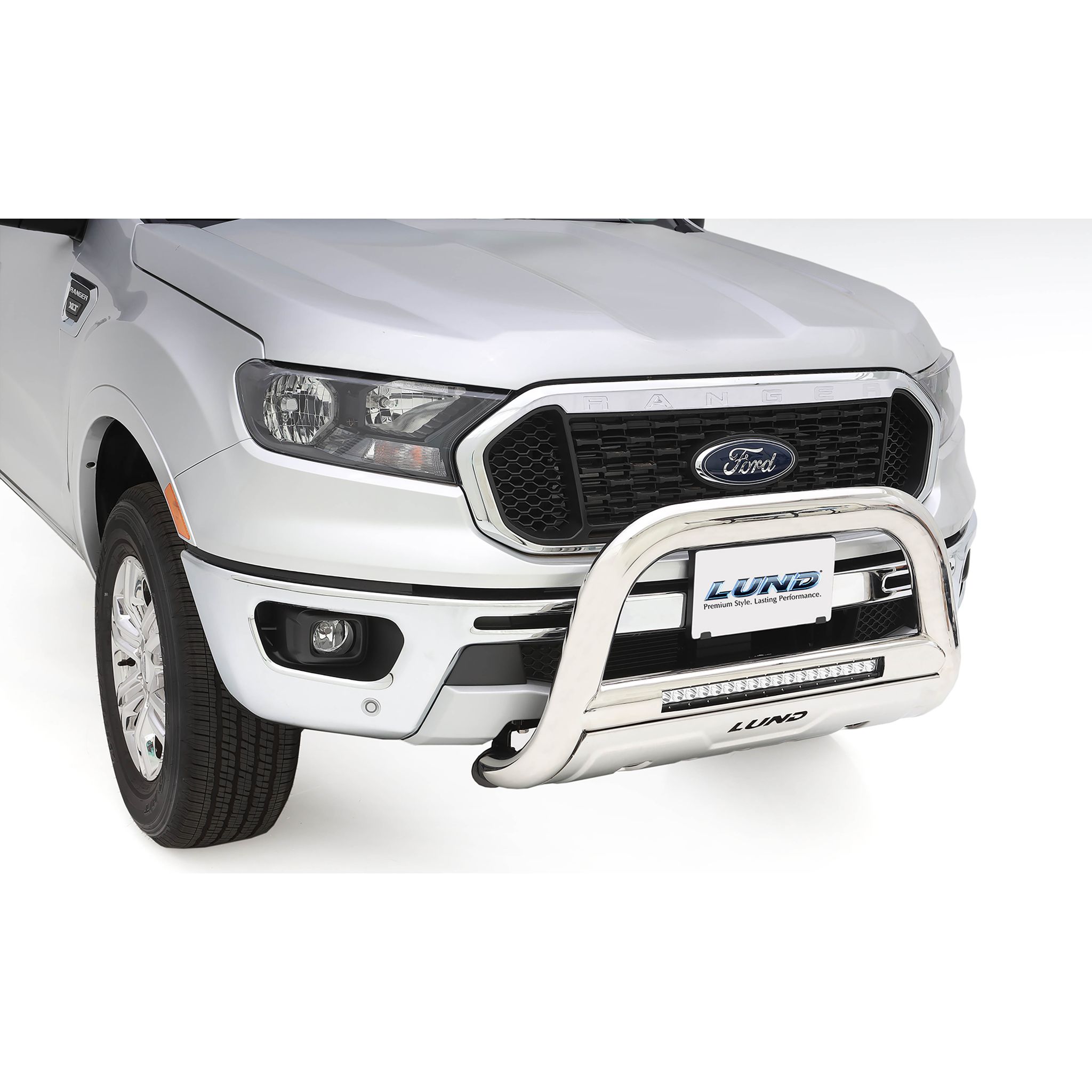 Lund 47021206 Polished Stainless Steel Bull Bar with Integrated 20 Inch LED Light Bar for 2004-2022 Ford F-150