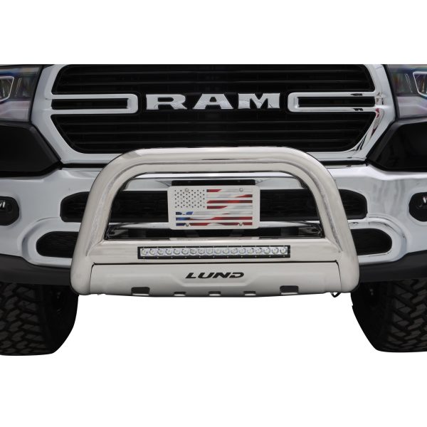 Lund 47021308 Polished Stainless Steel Bull Bar with Integrated 20 Inch LED Light Bar for 2019-2022 Ram 2500/3500