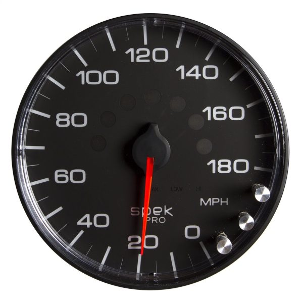 5 in. SPEEDOMETER, 0-180 MPH, SPEK-PRO, BLACK/BLACK