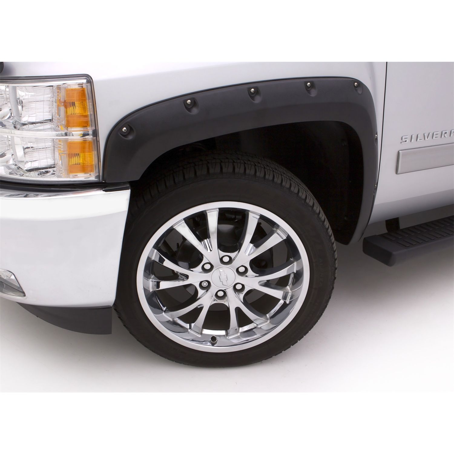 Lund RX140T Elite Series Black Rivet Style Fender Flare Set- Front and Rear, Textured, 4-Piece Set for 2019-2022 Chevrolet Silverado 1500