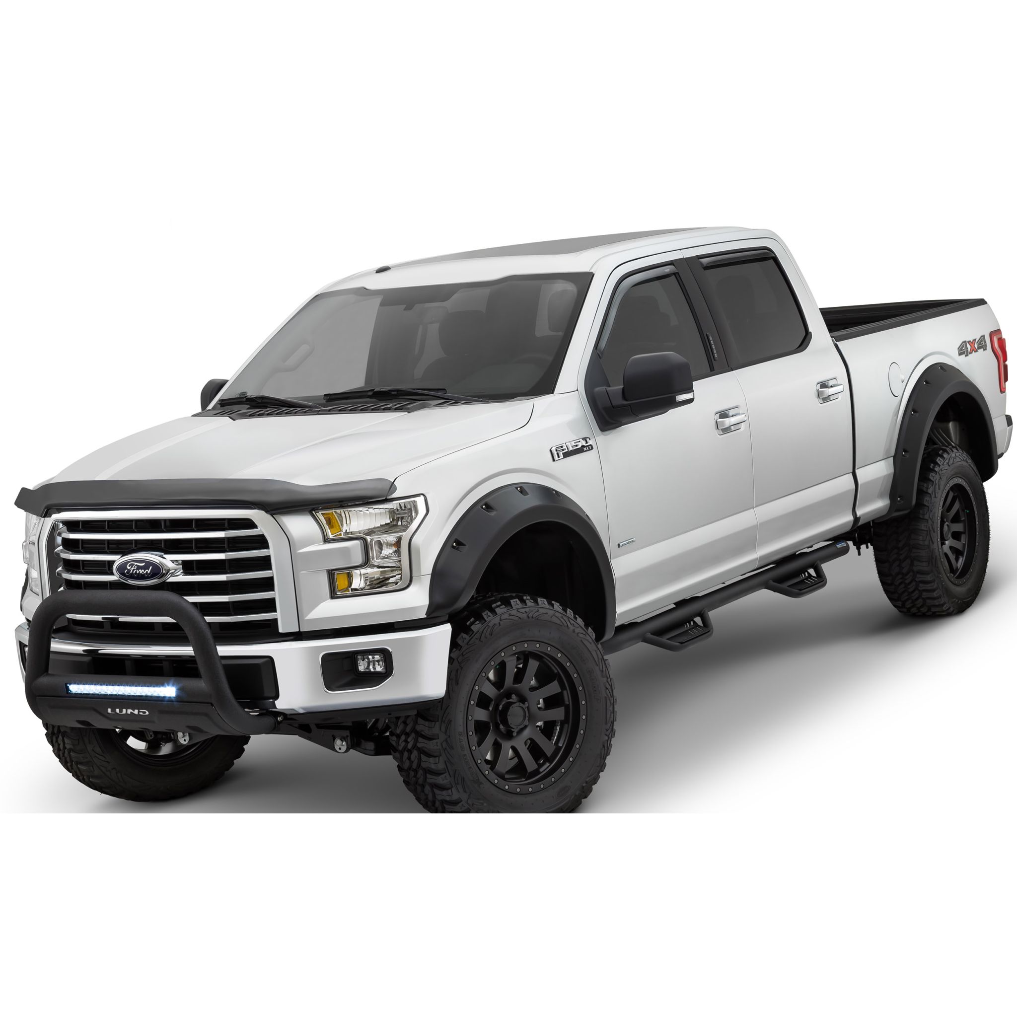 Lund 34641414 Black Steel Terrain HX Step Nerf Bars for 2015-2022 Ford F-150, 2017-2022 F-250/F-350/F-450/F-550 Extended Cab