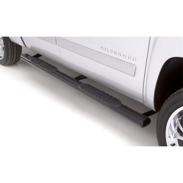 Lund 24010562 Black 5 Inch Oval Straight Nerf Bar for 2019-2022 Chevrolet Silverado 1500/GMC Sierra 1500 Rocker Panel Mount Crew Cab