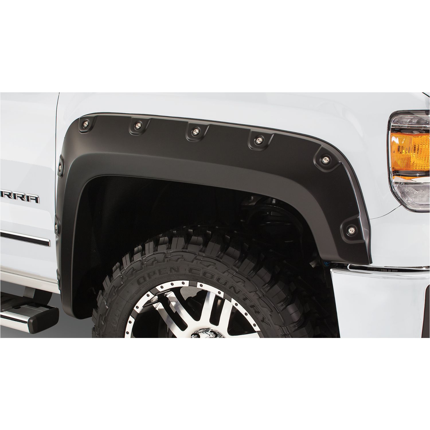 Bushwacker 71906-02 Black Boss Pocket/Rivet Style Smooth Finish 4-Piece Fender Flare Set for 2006-2020 Nissan Frontier, Chrome Bumper Only, Integrates with Factory MudFlap w/58.6 Ft. Bed