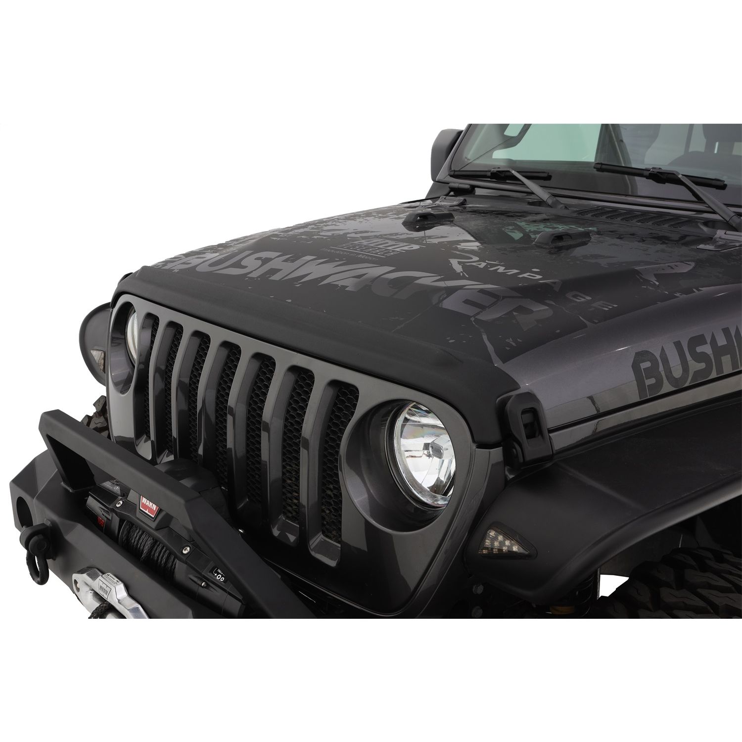 Bushwacker 14093 Trail Armor Hood Stone Guard Black Textured Finish, 1-Piece for 2018-2022 Jeep Wrangler JL, 2 and 4-Door