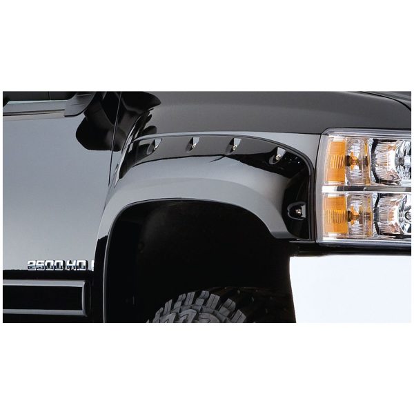 Bushwacker 40951-02 Black Cutout Style Smooth Finish 4-Piece Fender Flare Set for 2007-2013 GMC Sierra 1500; Fits 69.3 In. Bed