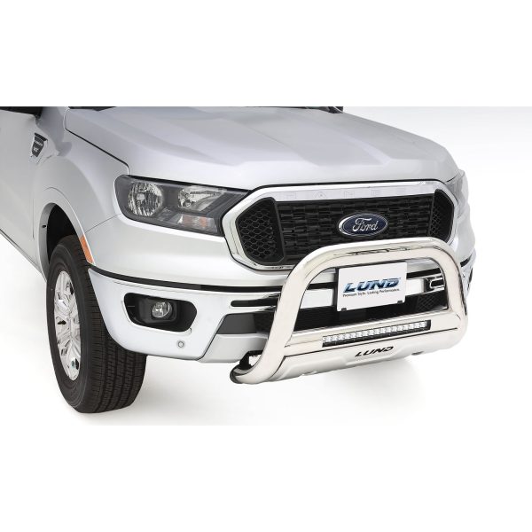 Lund 47021300 Polished Stainless Steel Bull Bar with Integrated 20 Inch LED Light Bar for 2019-2022 Ford Ranger