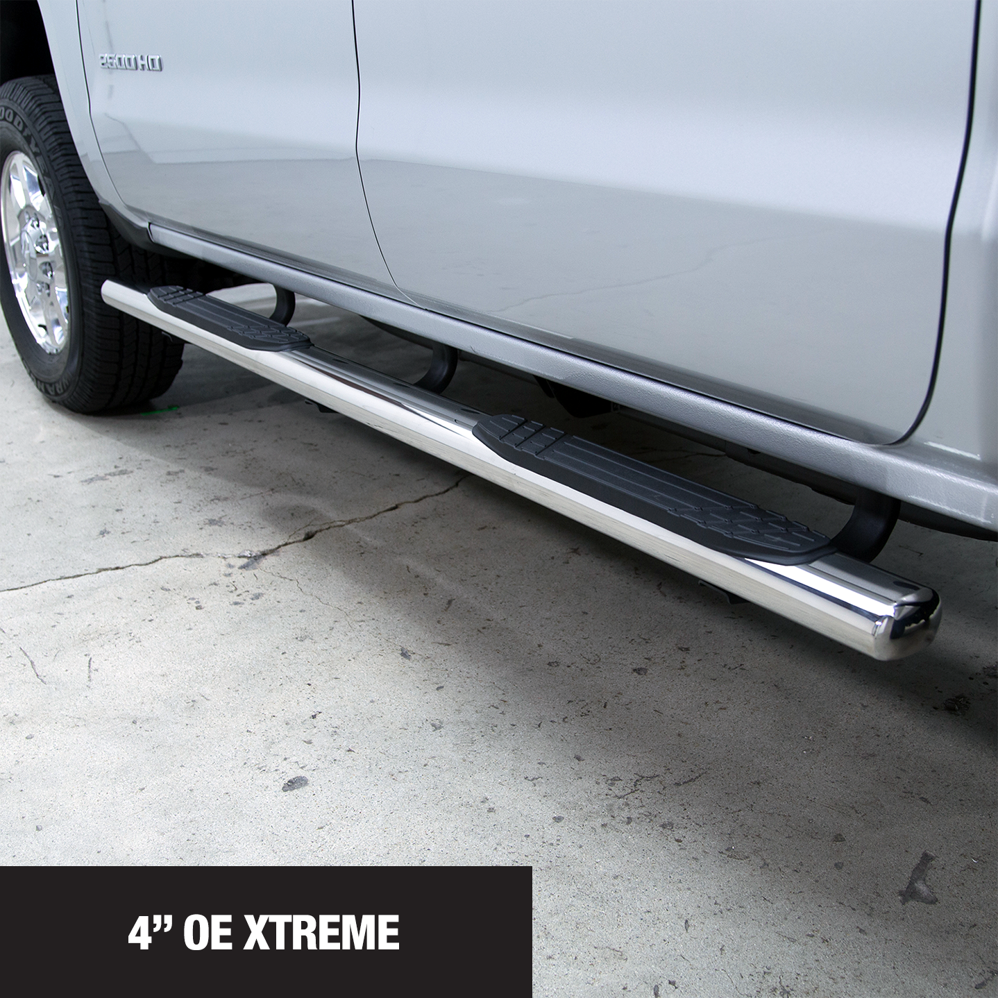 Go Rhino - 640080PS - 4in OE Xtreme SideSteps - 80in Long - Polished stainlessStainless Steel - Bars Only