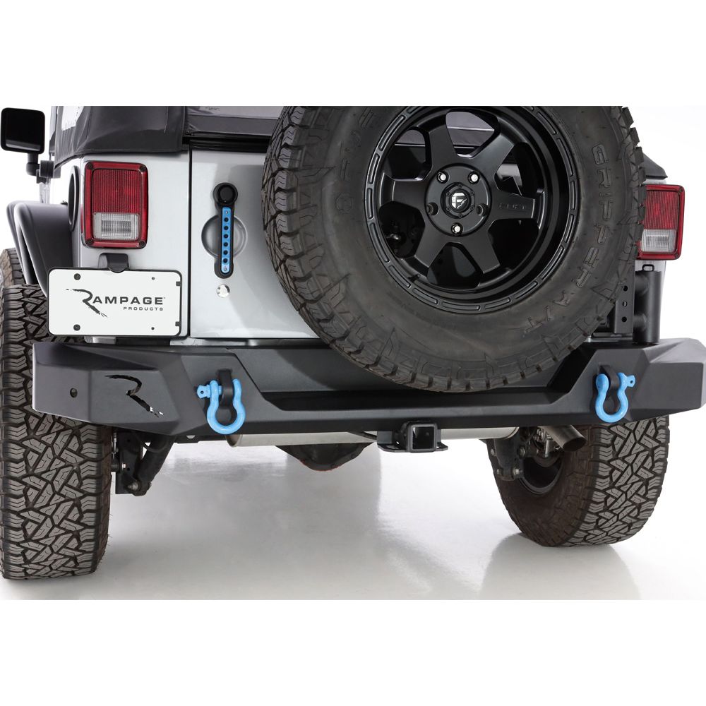 Rampage Products 99619 TrailGuard Rear Bumper for 2007-2018 Jeep Wrangler JK 2-Door and 4-Door, Black Textured